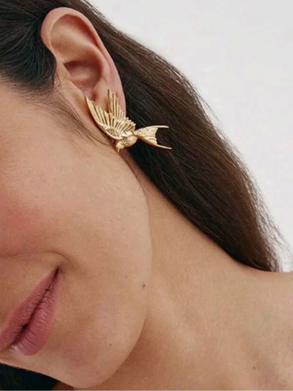 Gold Bird Wing Statement Earrings - Women Jewelry